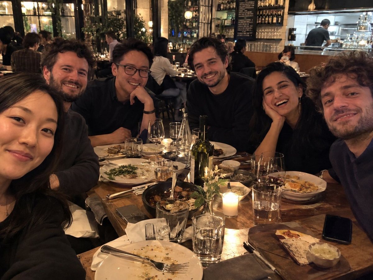 The team out for dinner